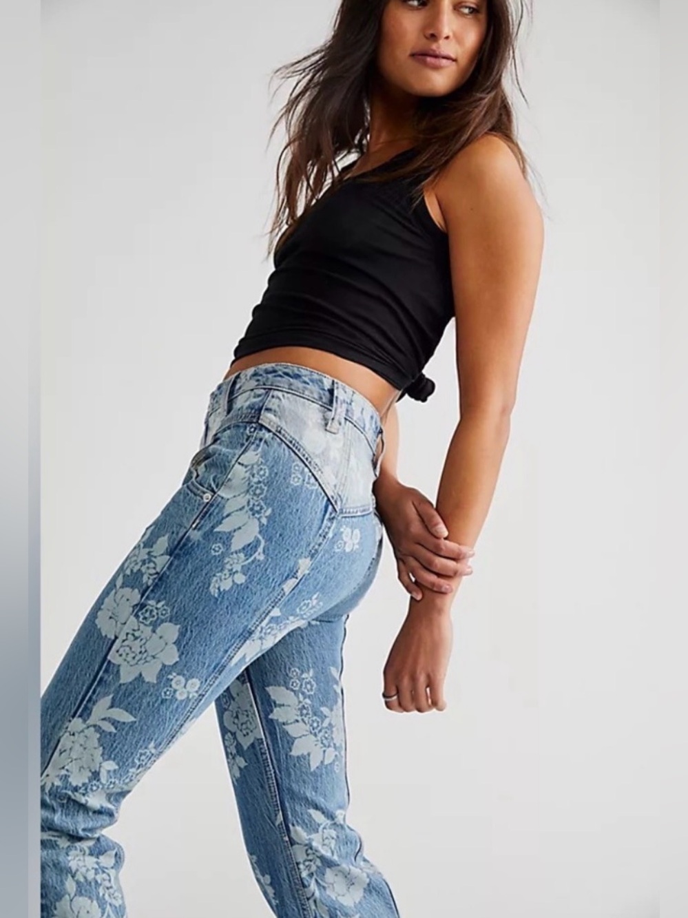 Free People Naomi Printed Flare High Rise Jeans